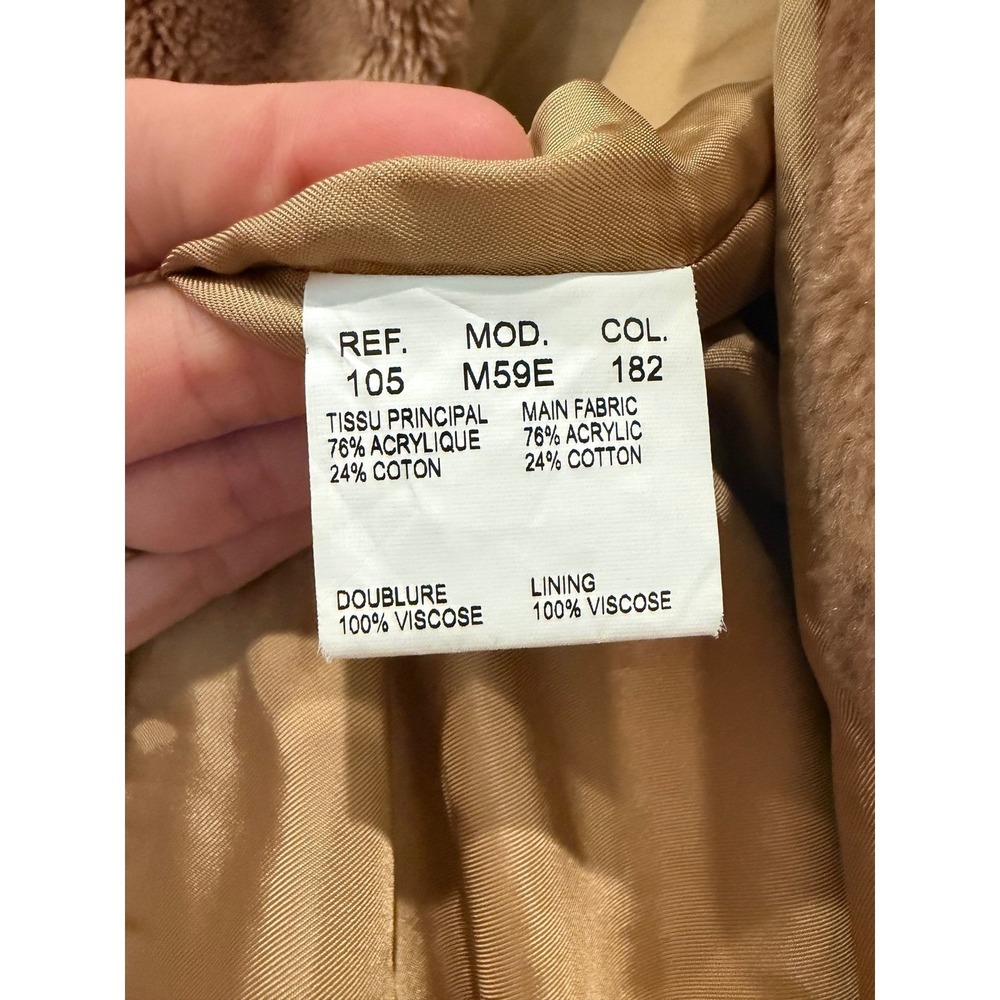 Carven Paris Faux Fur Embellished Arrow Coat Camel Brown Size 38 S/M Luxury - Picture 8 of 13